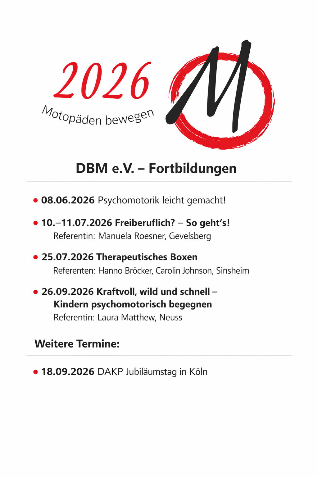  DBM e.V. – Fortbildungen